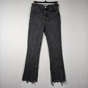 Free People Emmy Bootcut Split Hem High-Waisted Jeans Washed Black Size 28